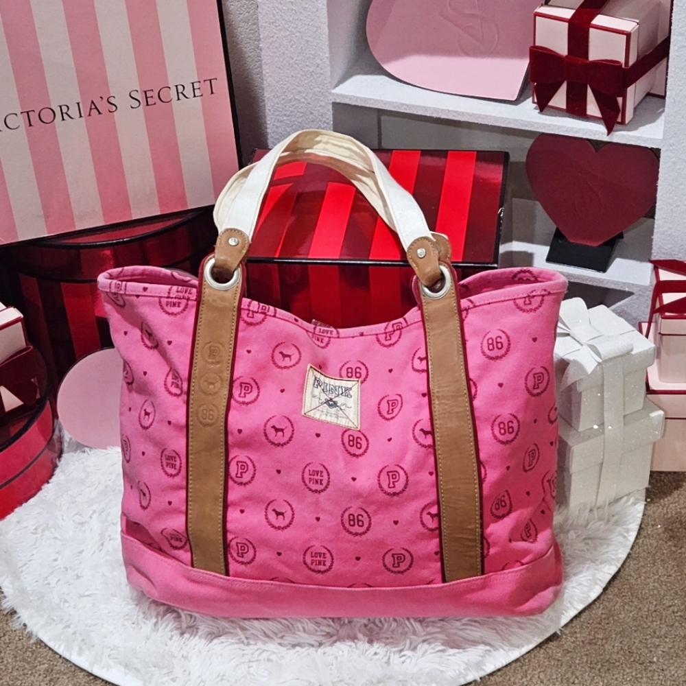 Vintage Victoria's Secret VS PINK Monogram Tote Bag Travel or display - Picture 1 of 11